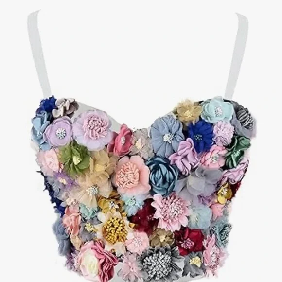 Ellacci Floral Embellished Bustier Top - Picture 2 of 7